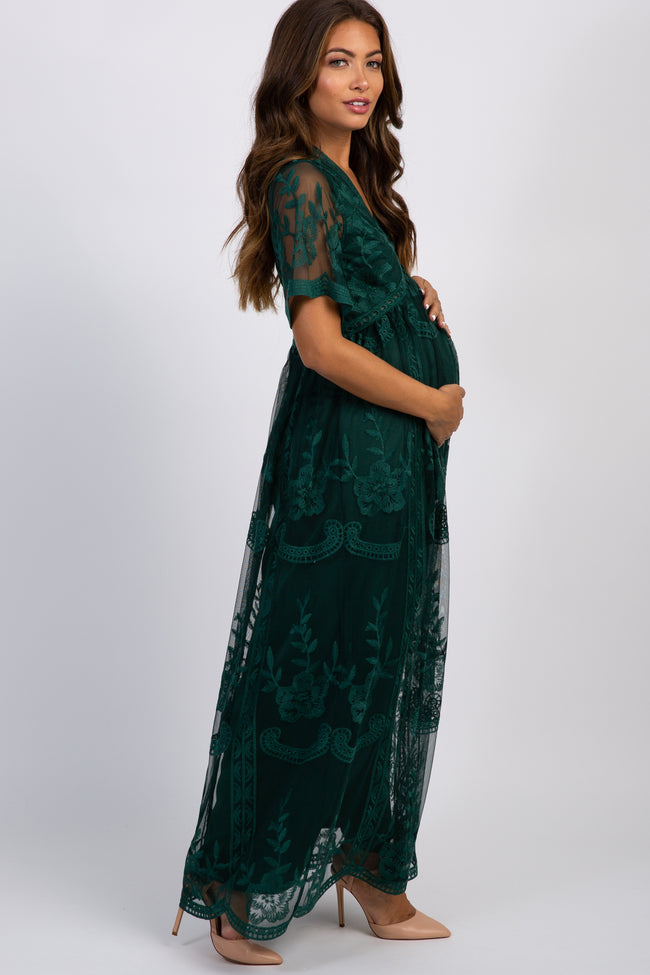 Emerald Green Lace Mesh Overlay ...